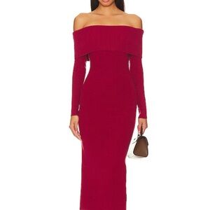 Elegant Off-Shoulder Red Dress